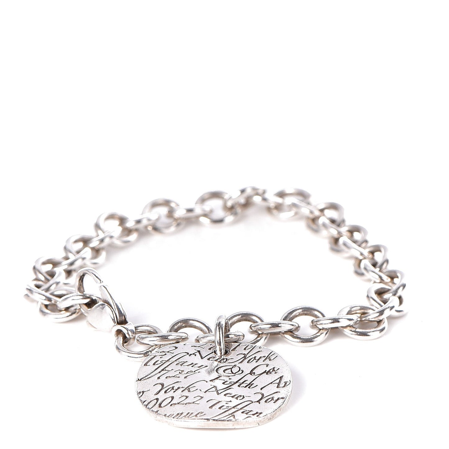 Sterling Silver Notes Round Tag Charm Bracelet