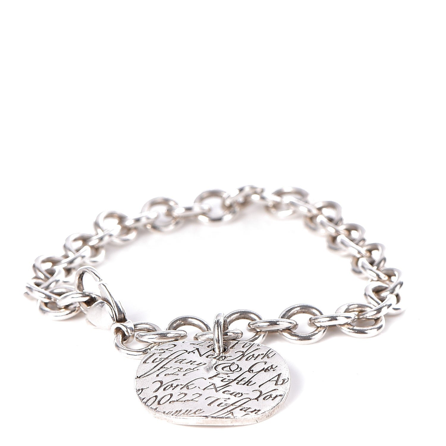 Tiffany Sterling Silver Notes Round Tag Charm Bracelet 1 of 7