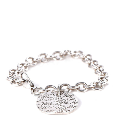 Tiffany Sterling Silver Notes Round Tag Charm Bracelet 1 of 7
