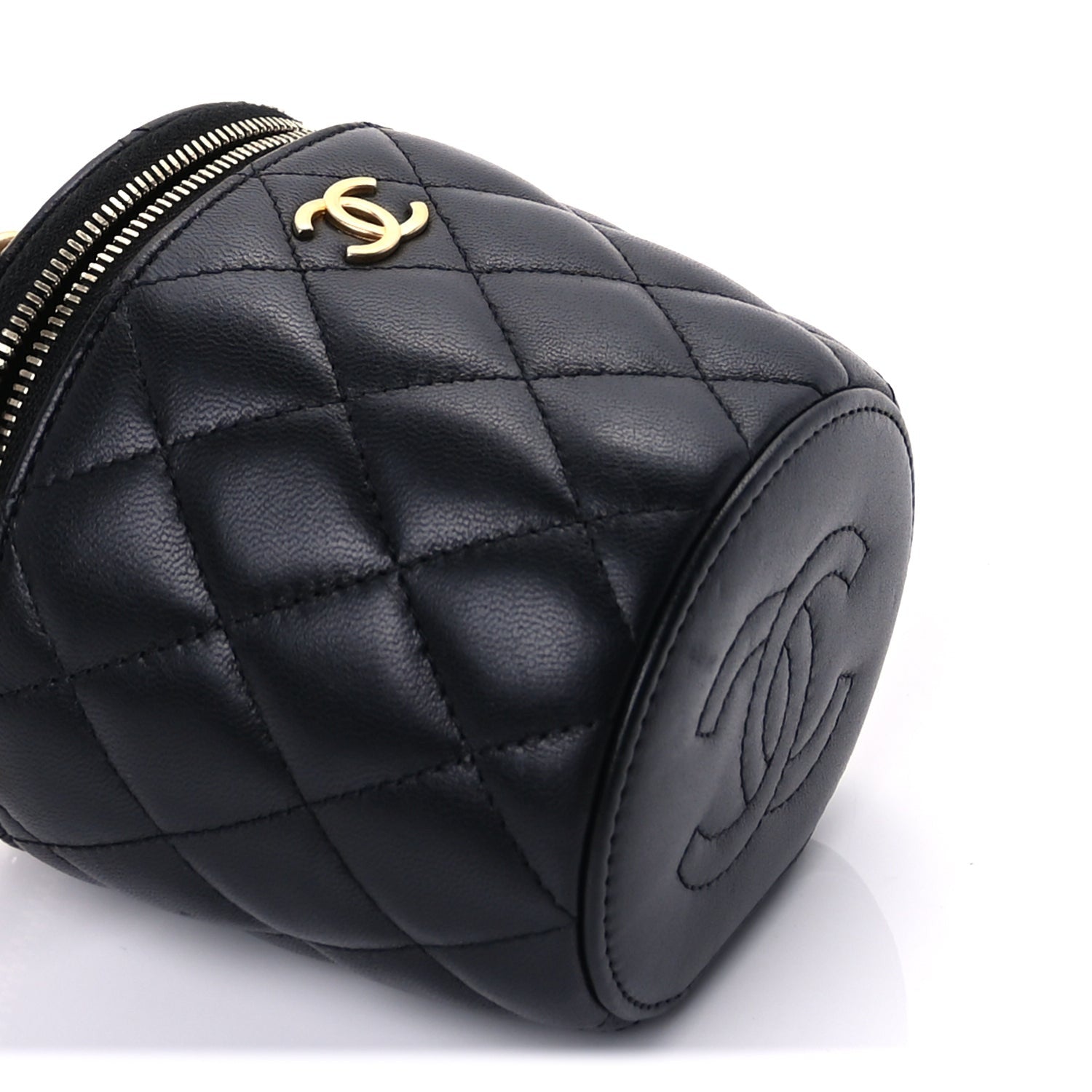 Chanel Lambskin Quilted Afternoon Tea Top Handle Vanity Case With Chain  Black 8 of 8