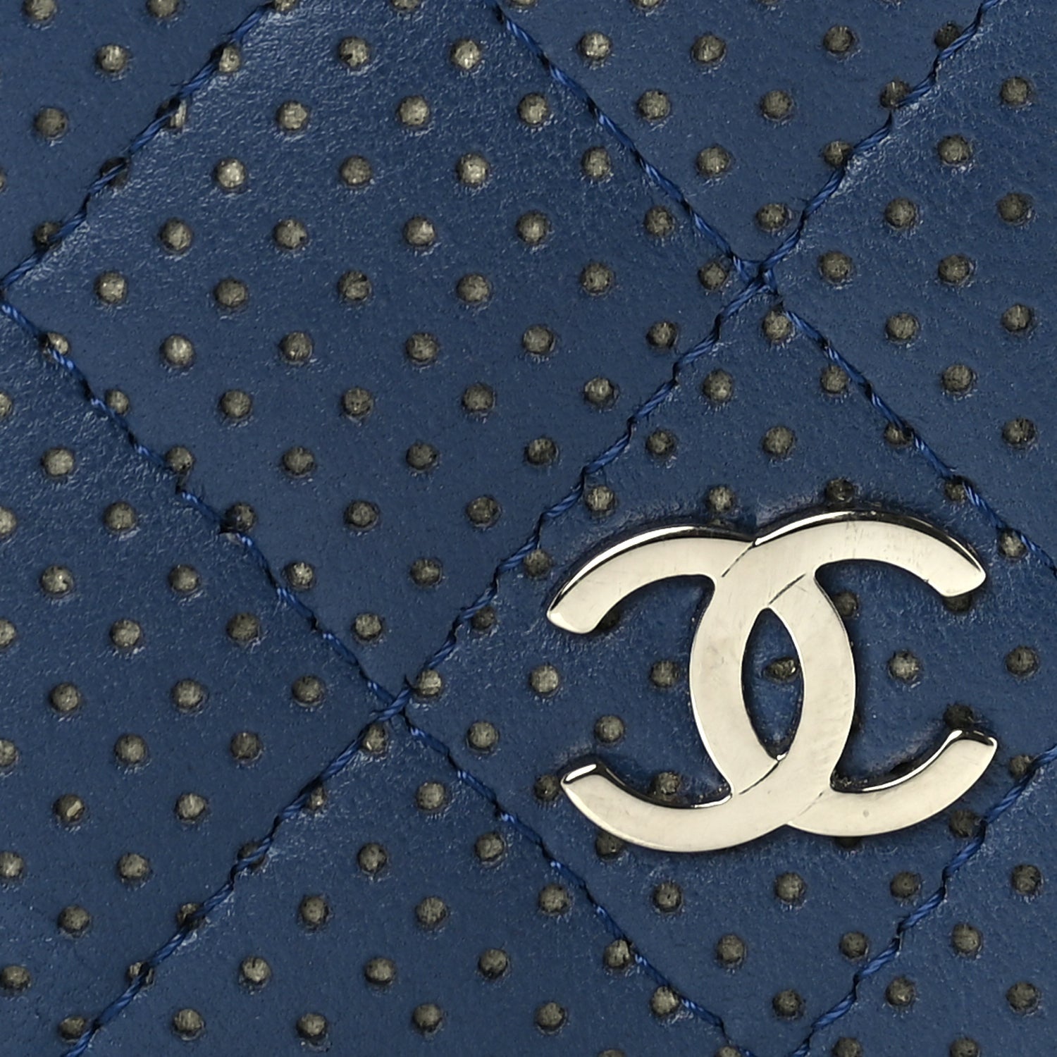 Chanel Perforated Lambskin Quilted Bifold Compact Wallet  Navy 6 of 8