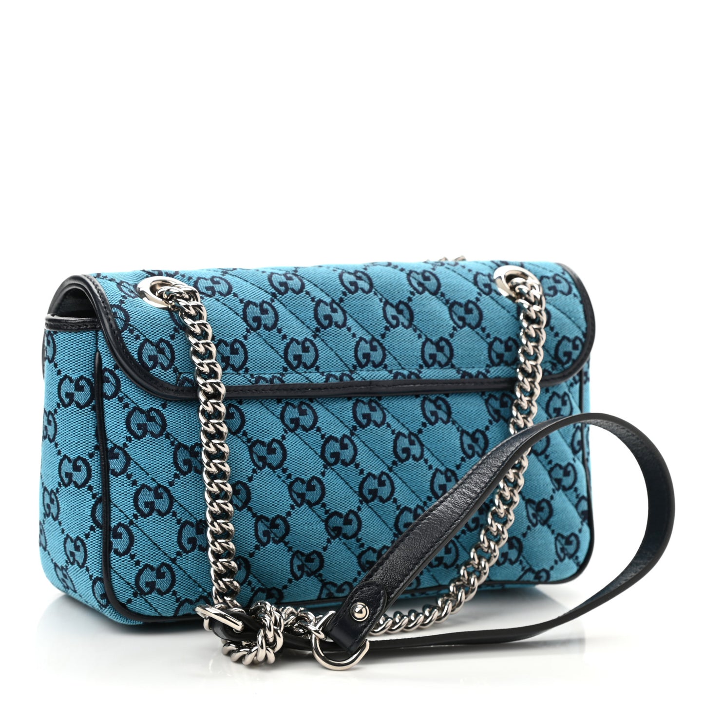 Monogram Multicolor Matelasse Diagonal Small GG Marmont Shoulder Bag Light Blue