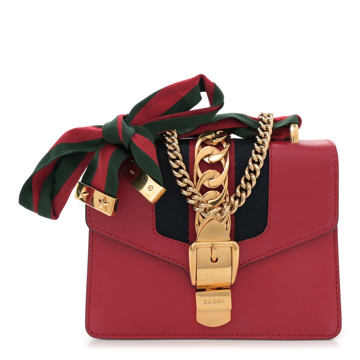 Calfskin Mini Sylvie Chain Shoulder Bag Hibiscus Red