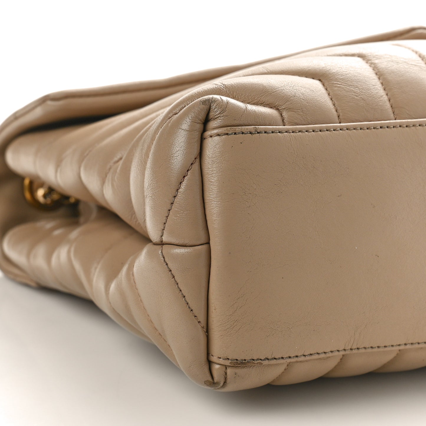 Calfskin Y Quilted Monogram Medium Loulou Chain Satchel Dark Beige