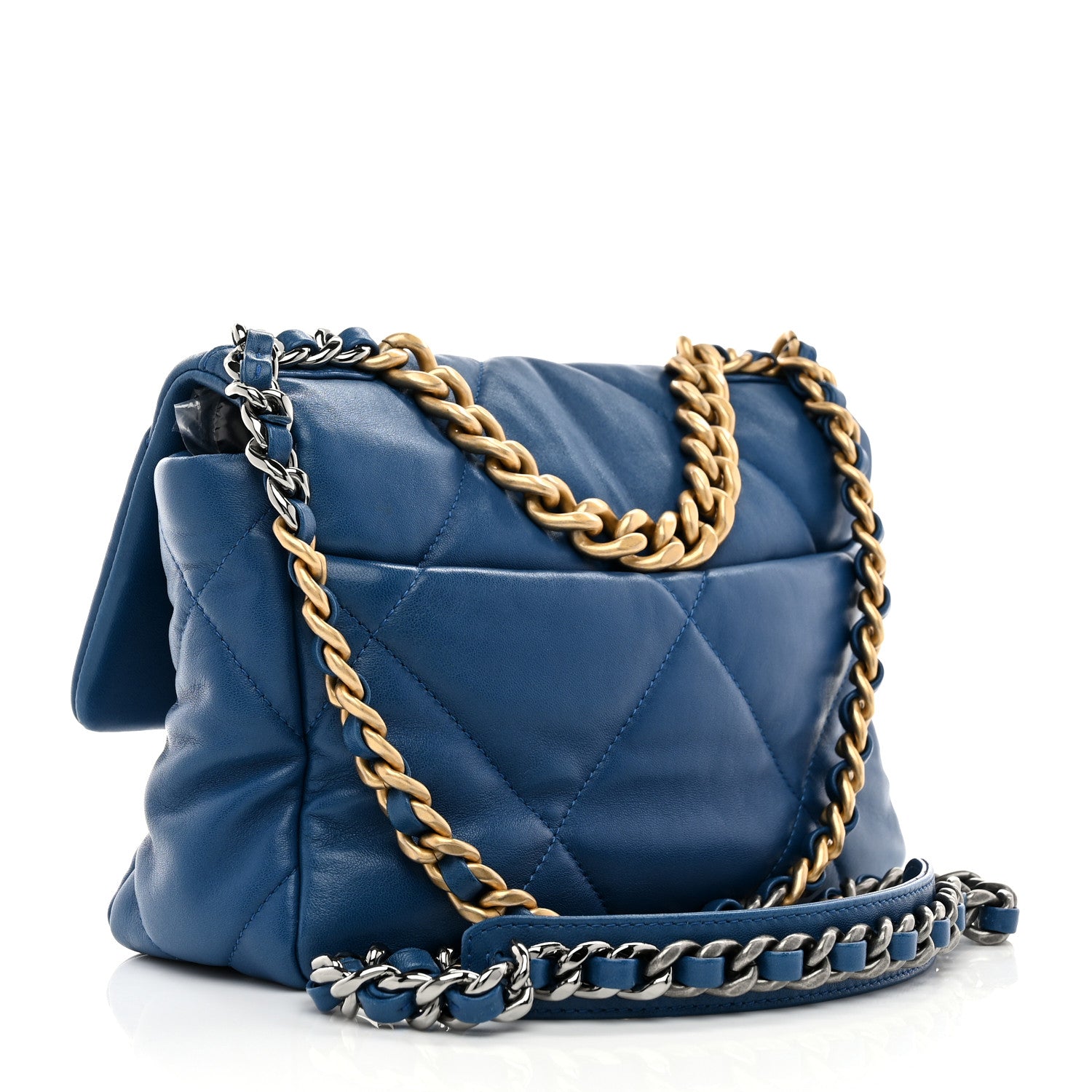 Chanel Lambskin Quilted Medium Chanel 19 Flap Blue 3 of 11
