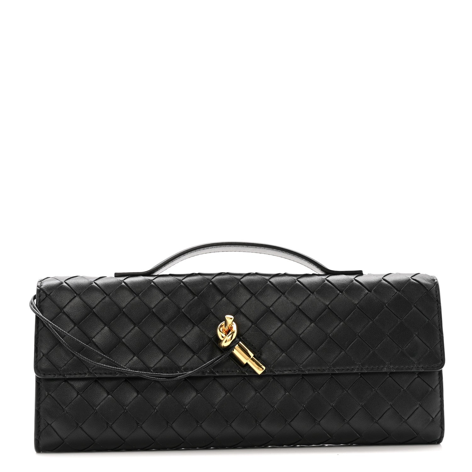 Bottega Veneta Nappa Intrecciato Long Andiamo Top Handle Clutch Black 1 of 9