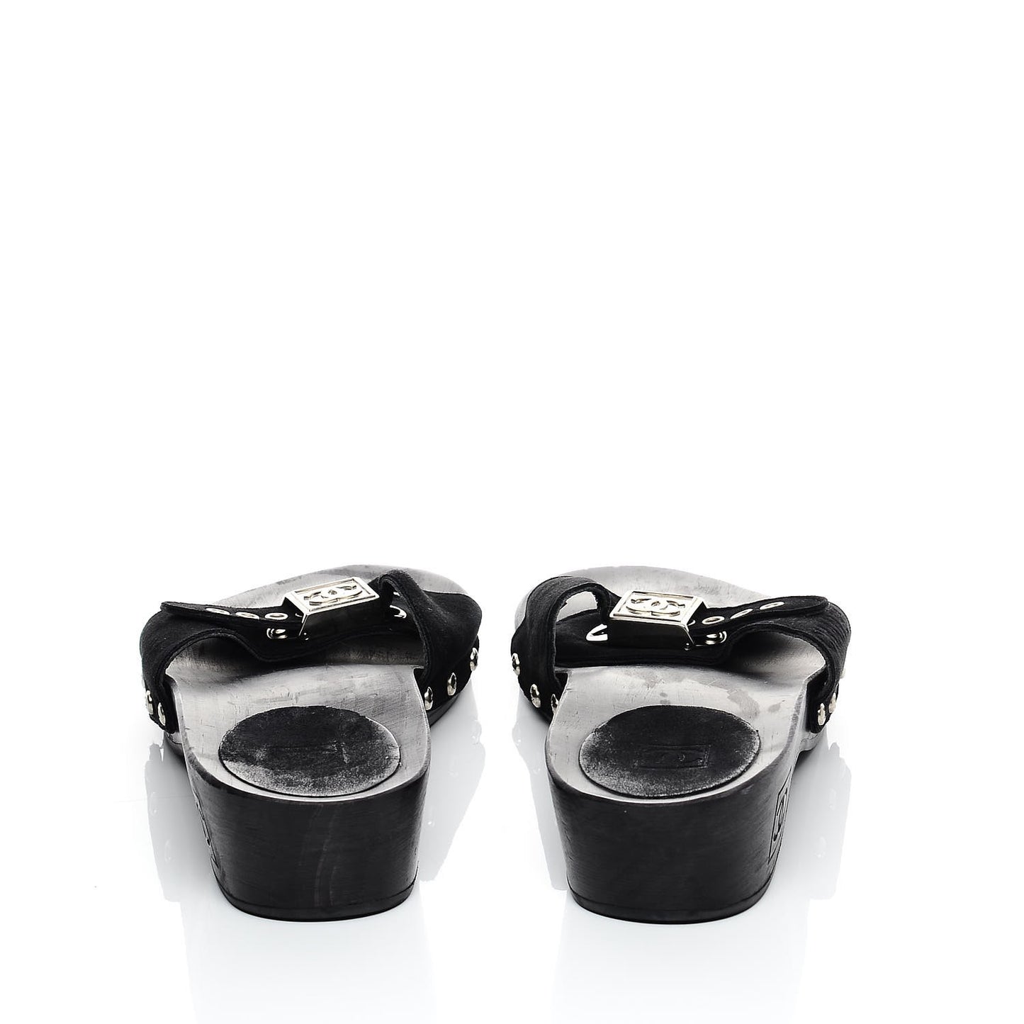 Suede CC Buckle Clogs 36 Black