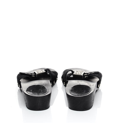 Chanel Suede CC Buckle Clogs 36 Black 4 of 13