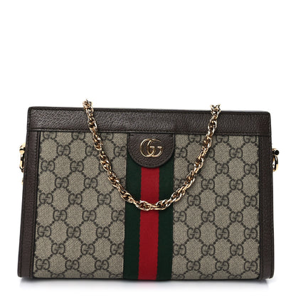 Gucci GG Supreme Monogram Web Small Ophidia Chain Shoulder Bag Brown 1 of 9