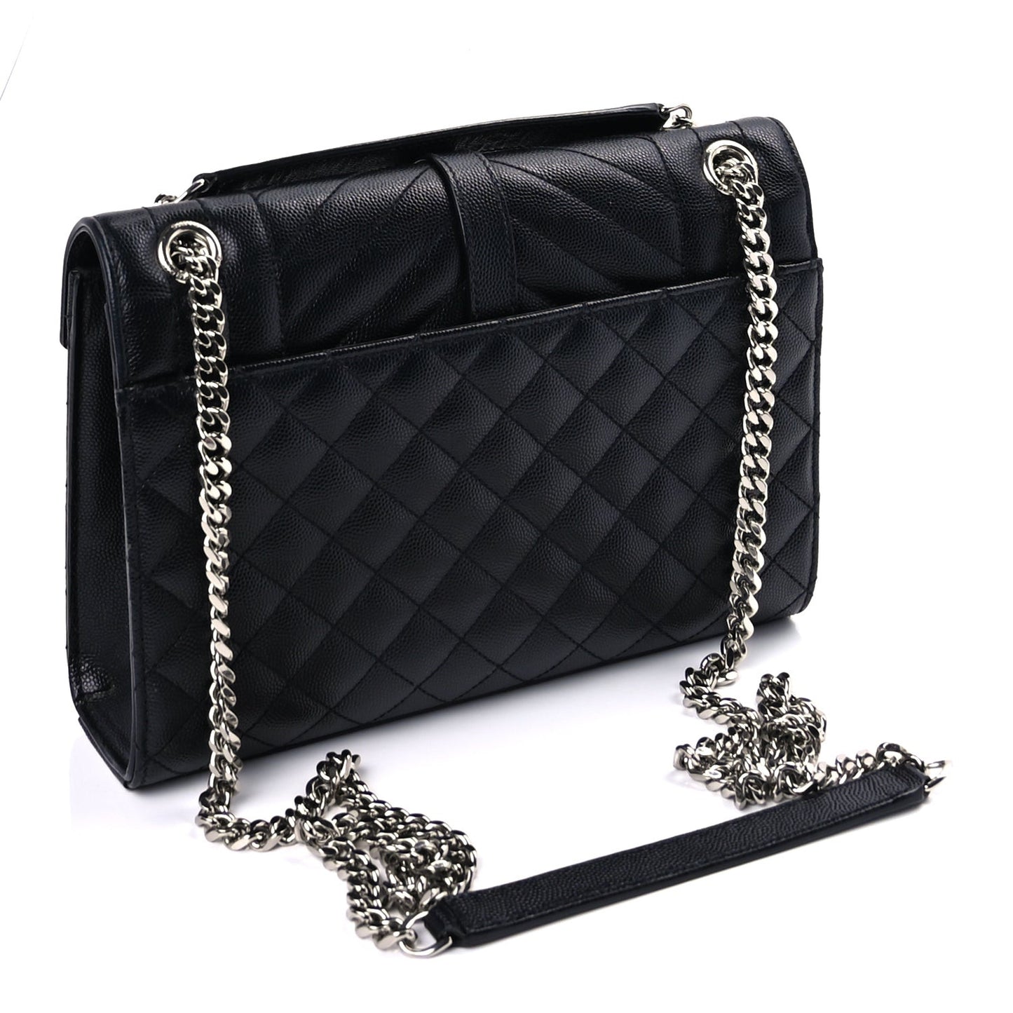 Grain De Poudre Textured Mixed Matelasse Triquilt Medium Monogram Satchel Black