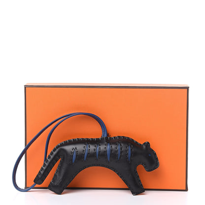 Hermes Milo Lambskin Rooroo Bag Charm Black Bleu de Malte 4 of 4