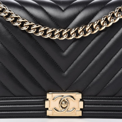 Chanel Lambskin Chevron Medium Boy Flap Black 10 of 10