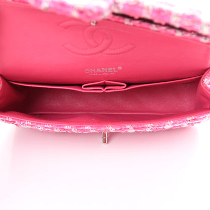 Chanel Tweed Quilted Medium Double Flap Hot Pink 4 of 9