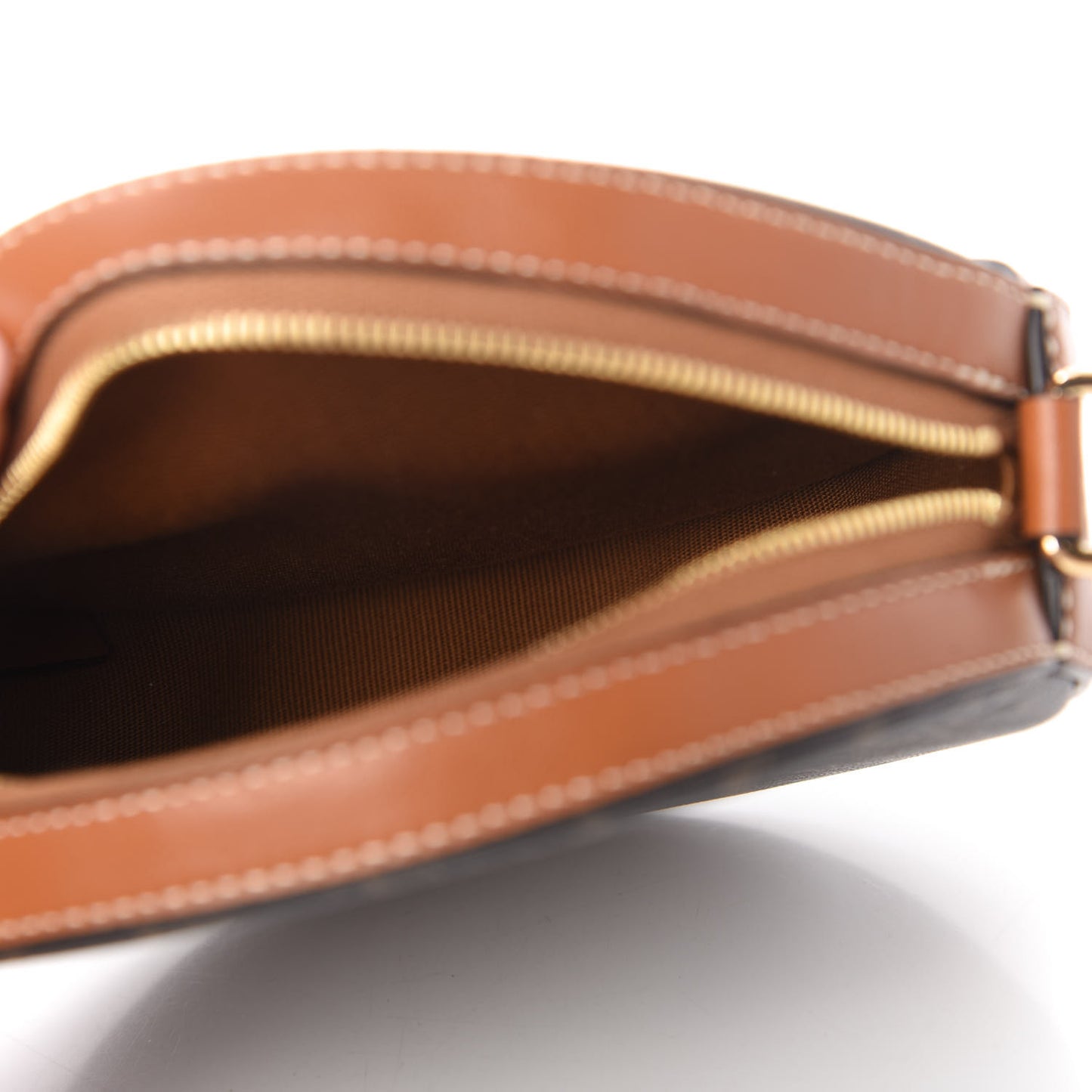 Lambskin Triomphe Canvas Round Purse On Strap Black Tan