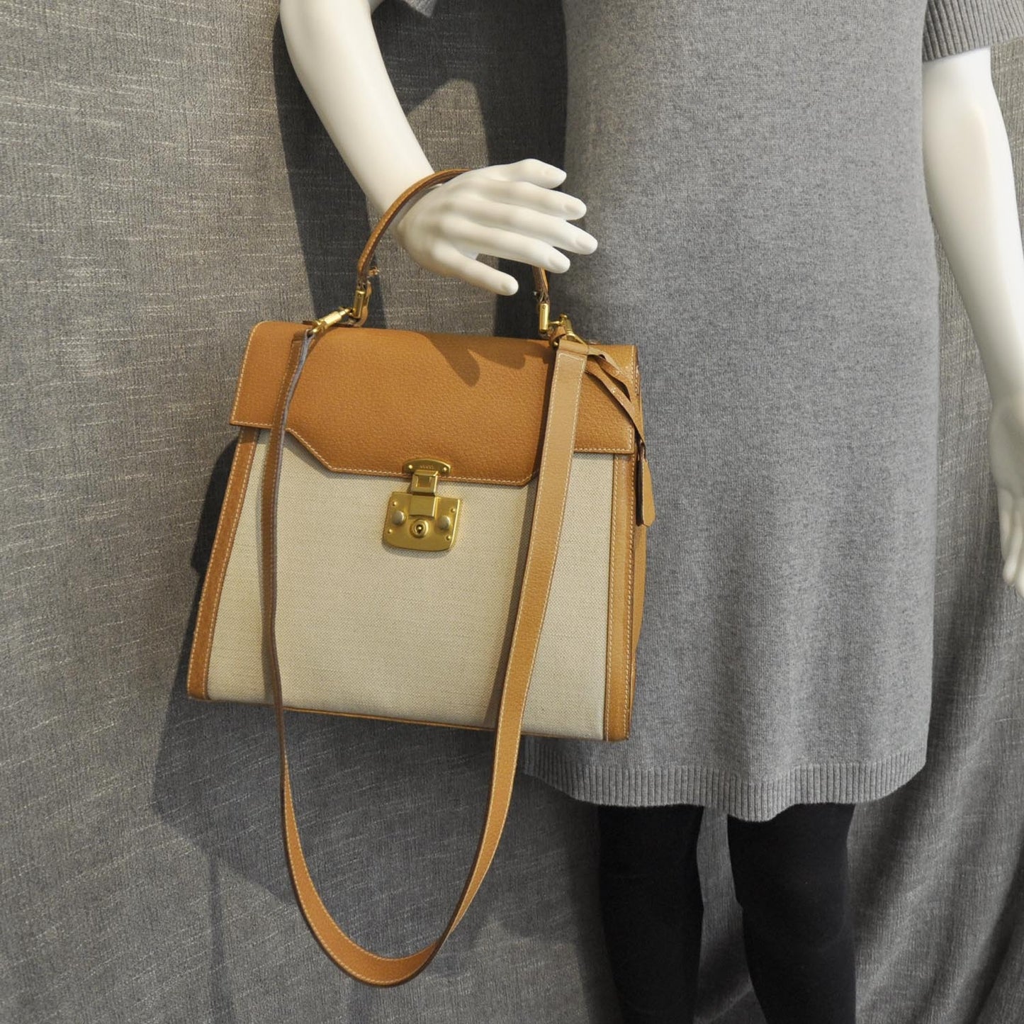 Canvas Leather Kelly Bag