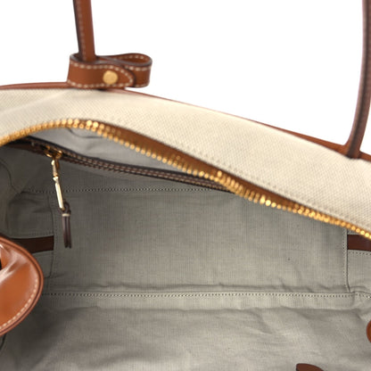 Miu Miu Canvas Calfskin Large Beau Top Handle Bag Naturale Brandy 4 of 8