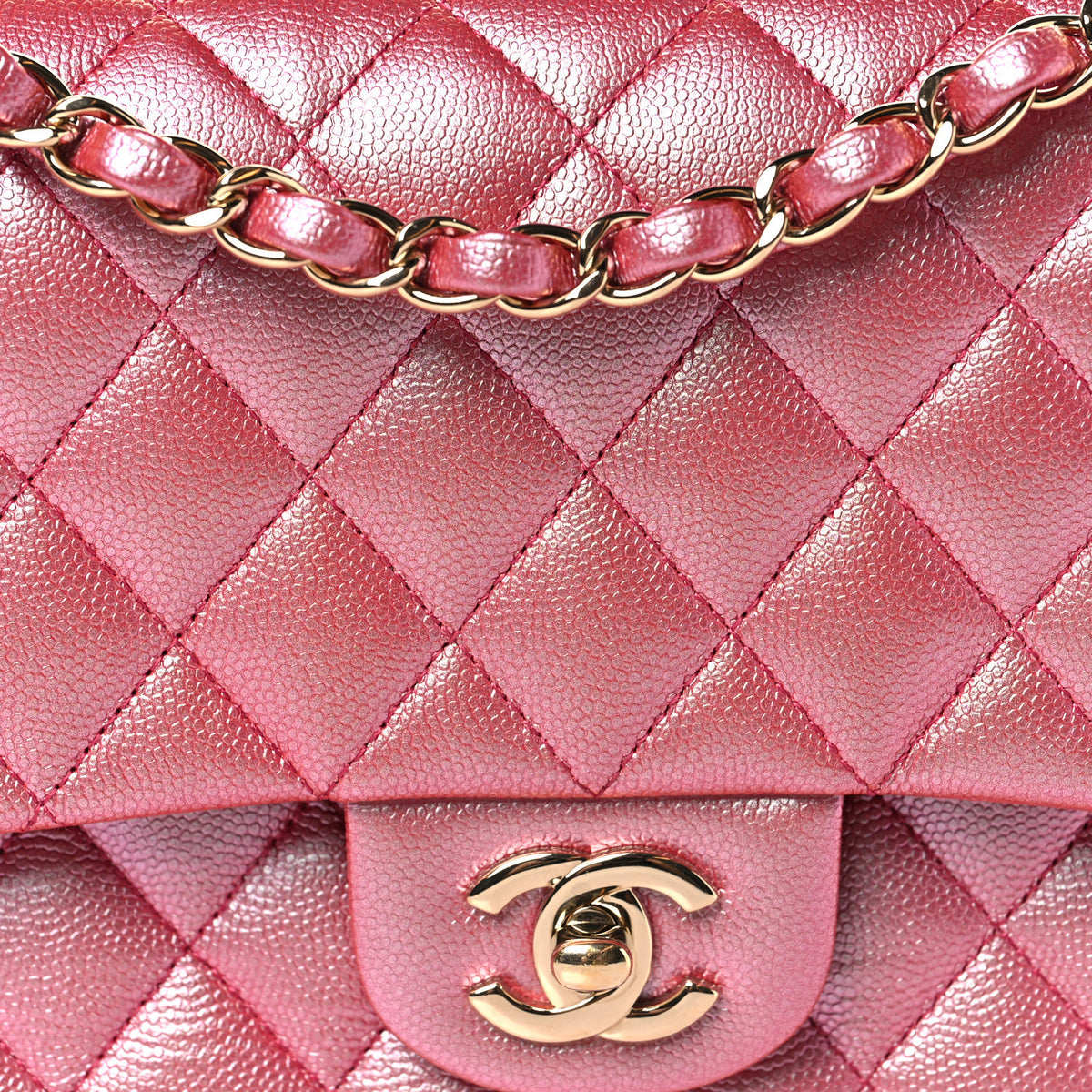 Chanel Iridescent Caviar Quilted Medium Double Flap Dark Pink 5 of 10