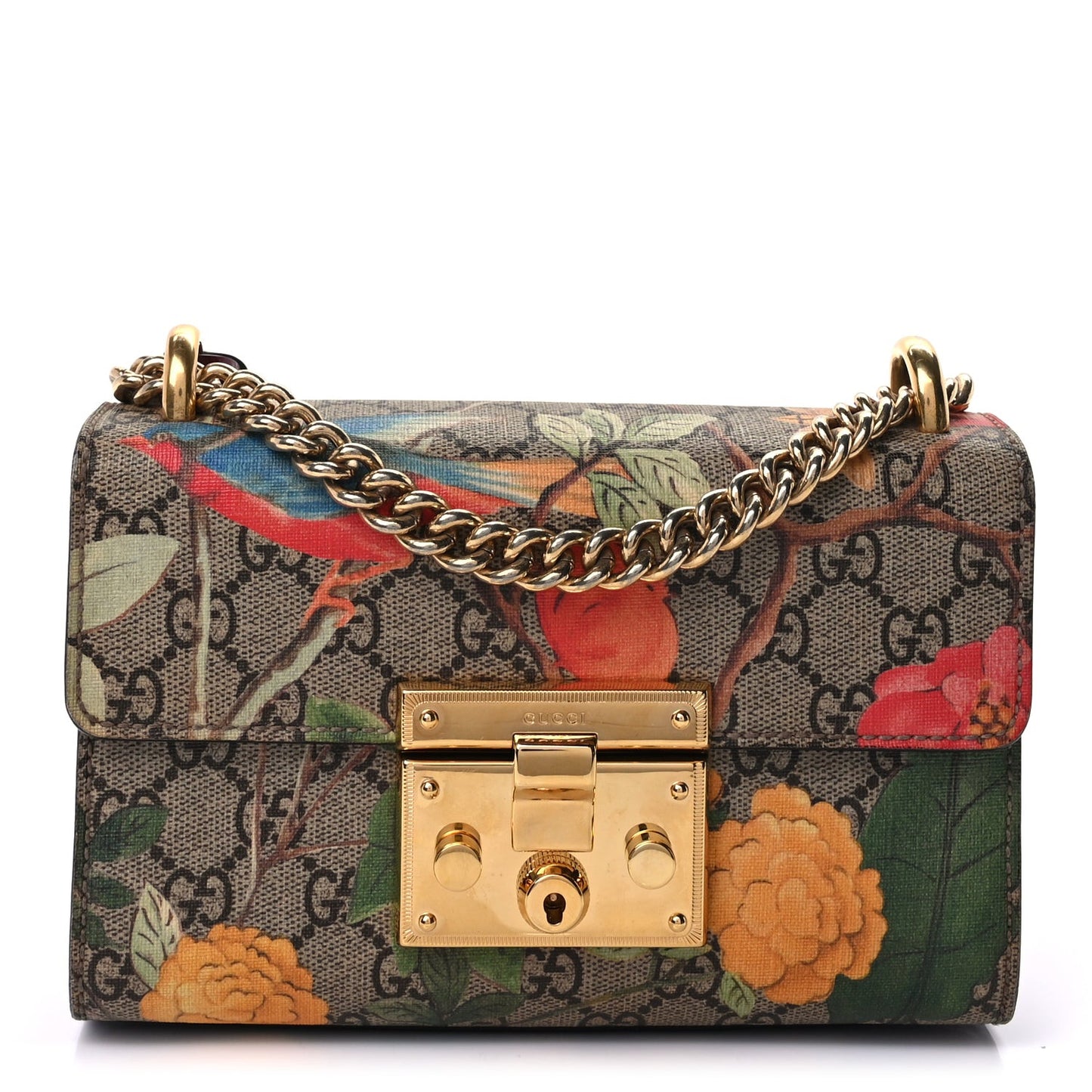 GG Supreme Monogram Tian Small Padlock Shoulder Bag Beige Multicolor New Acero Multicolour