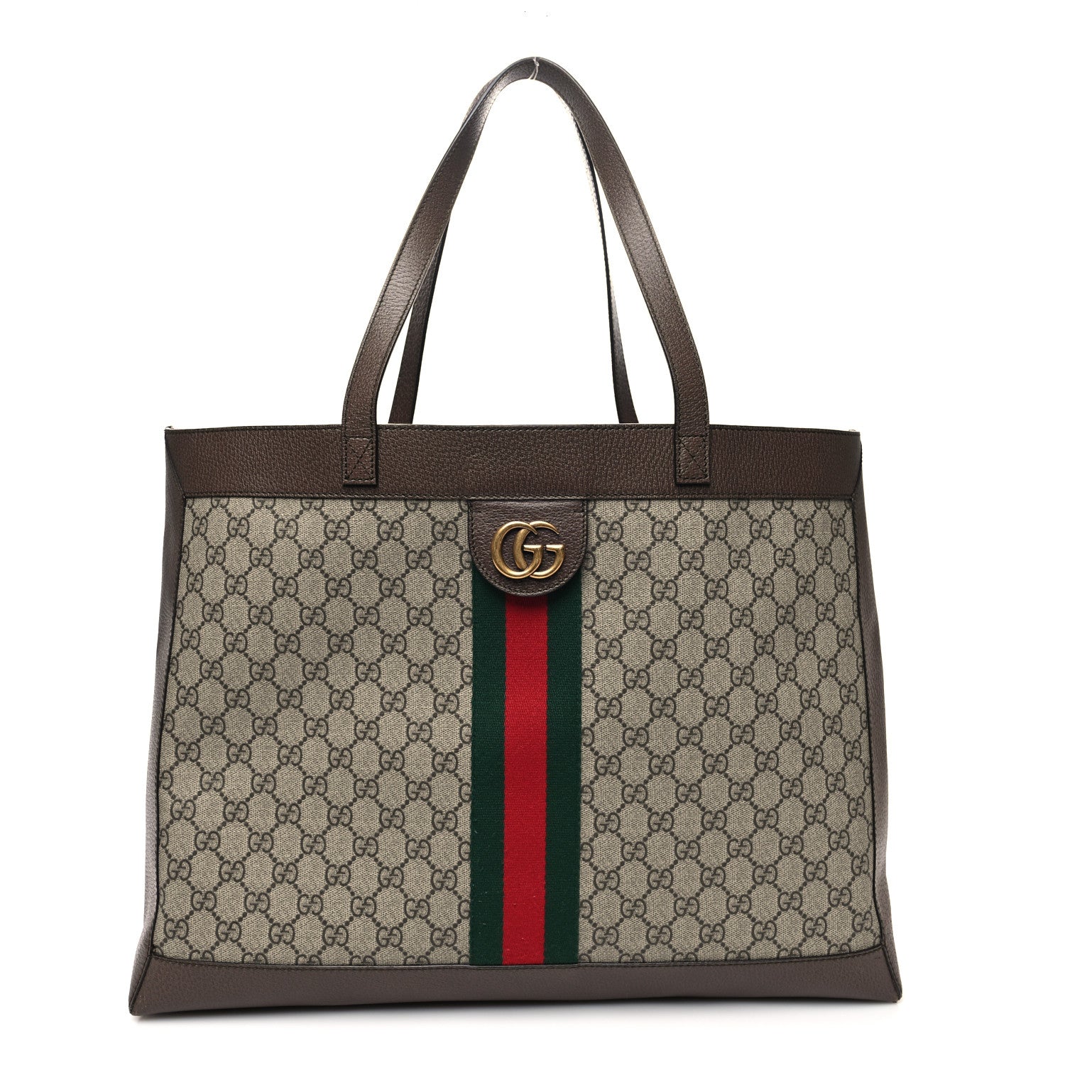 Gucci GG Supreme Monogram Web Ophidia Tote Brown 1 of 13