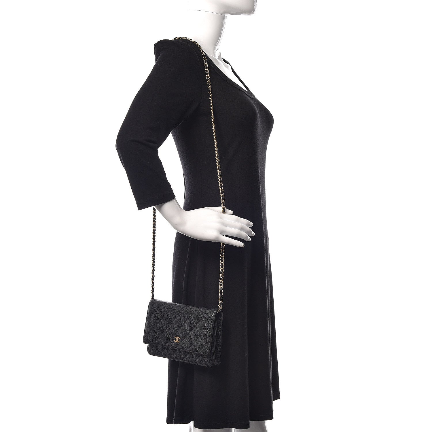 Chanel Caviar Quilted Wallet On Chain WOC Black 2 of 12