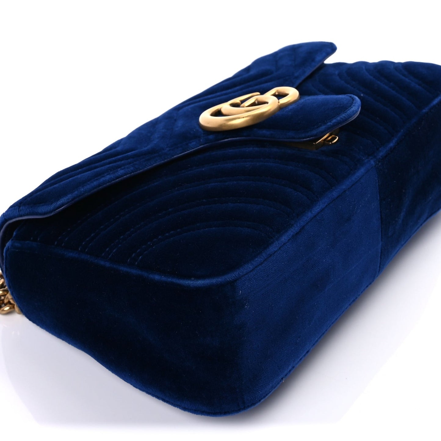 Velvet Matelasse Medium GG Marmont Shoulder Bag Cobalt Blue