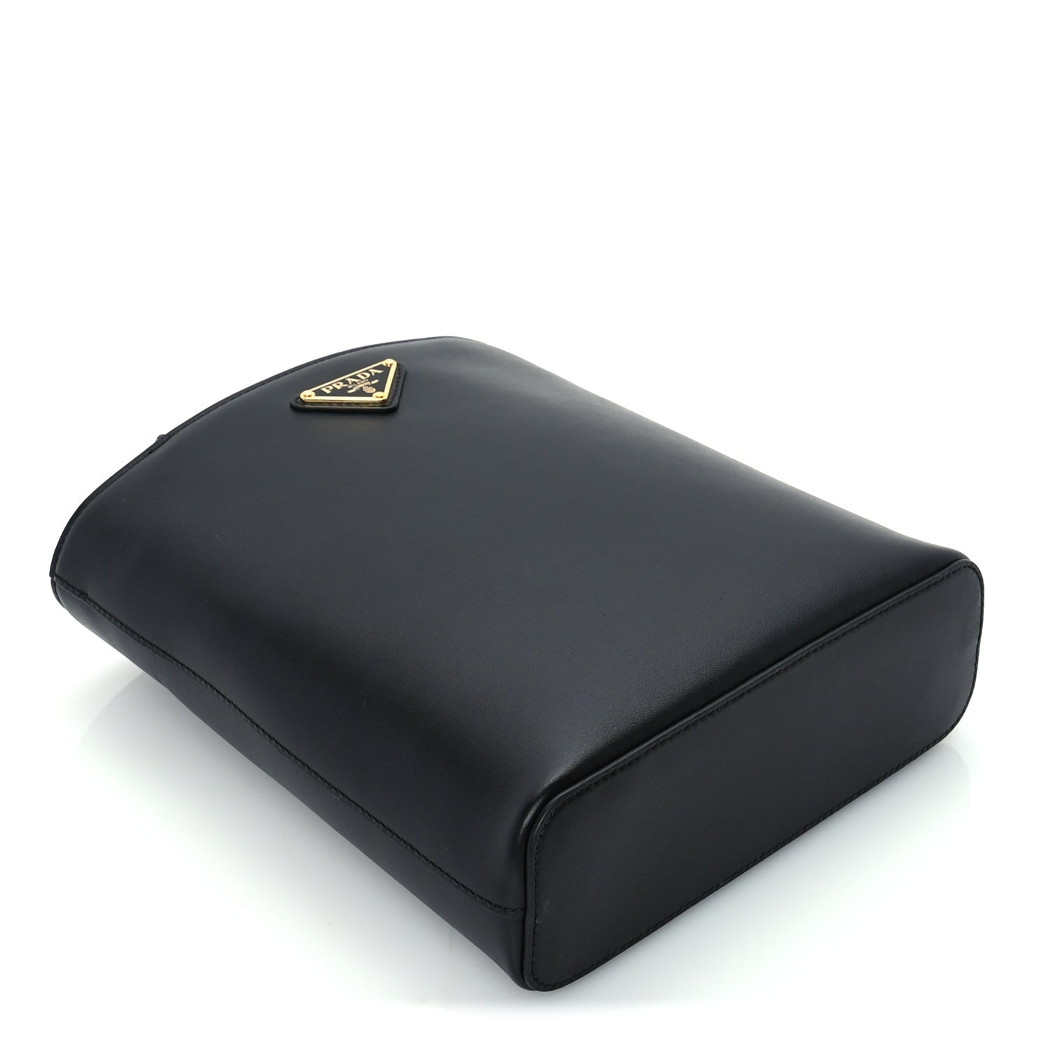 Prada Calfskin Metal Triangle Logo Tote  Black 7 of 8