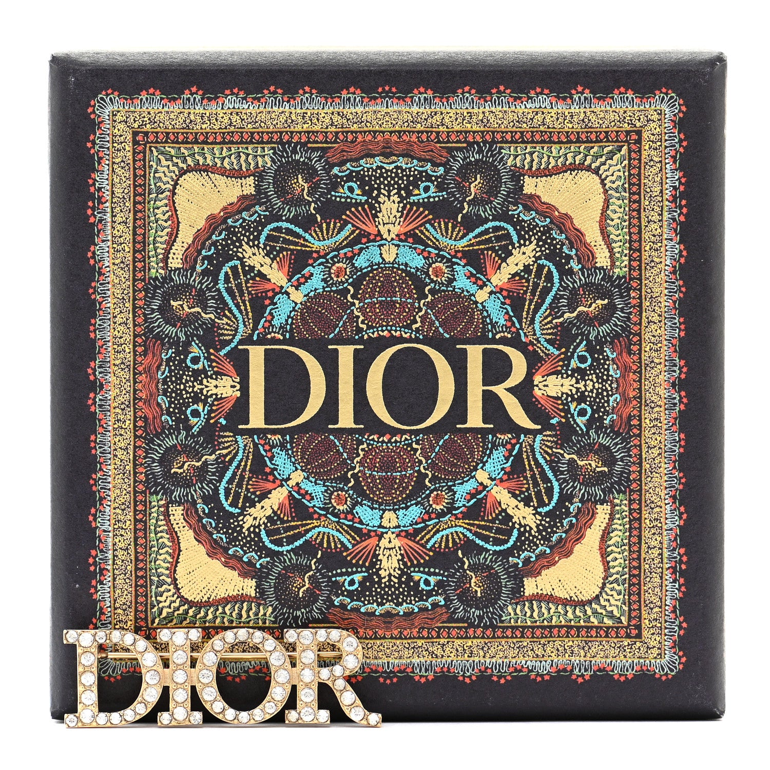 Christian Dior Crystal Dior Logo Brooch Gold 4 of 4