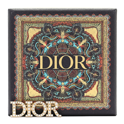 Christian Dior Crystal Dior Logo Brooch Gold 4 of 4