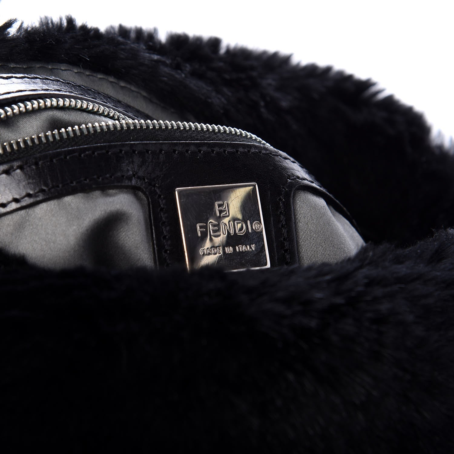 Fendi Rabbit Fur Baguette Black 7 of 9