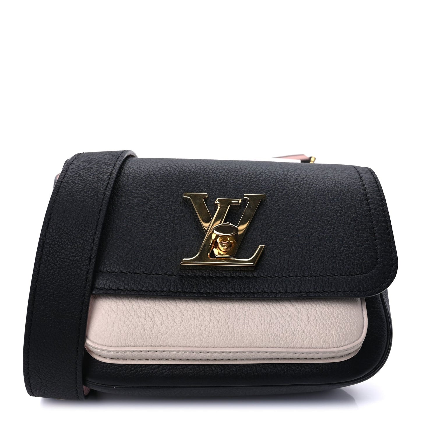 Grained Calfskin Lockme Tender  Black
