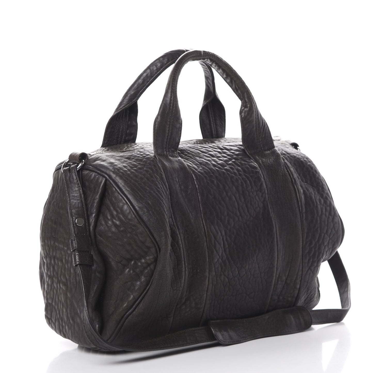 Pebbled Lambskin Rocco Brown Rhodium Hardware