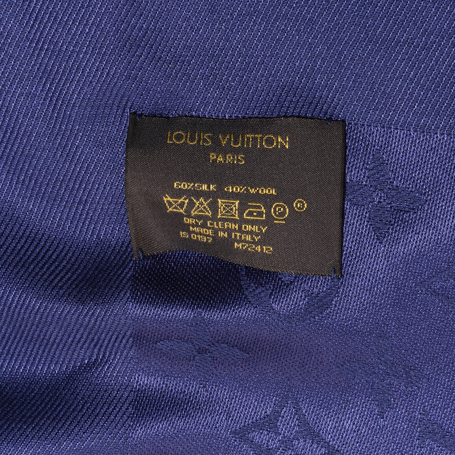 Louis Vuitton Silk Wool Monogram Shawl Night Blue 6 of 6