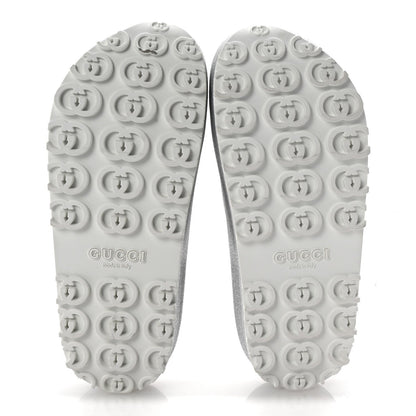 Gucci Glitter Rubber Womens InterLocking G Platform 42mm Slide Sandals 37 Silver 6 of 7