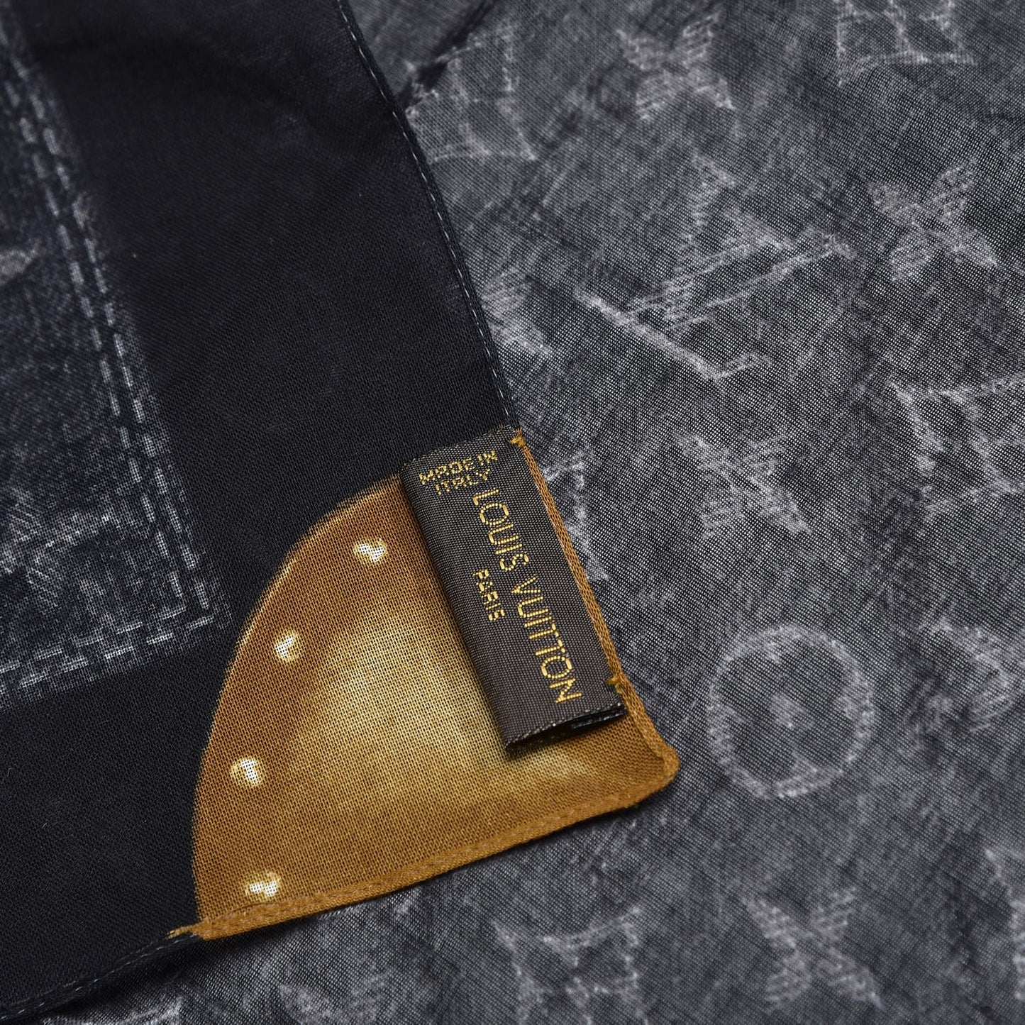 Cotton Denim Monogram Scarf Black