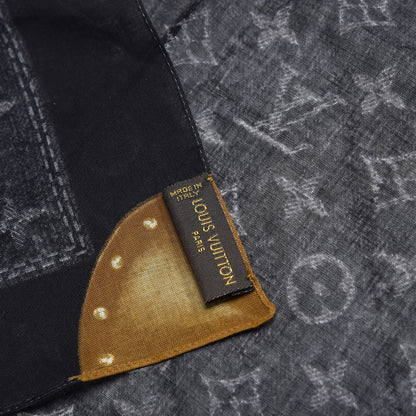 Louis Vuitton Cotton Denim Monogram Scarf Black 5 of 5