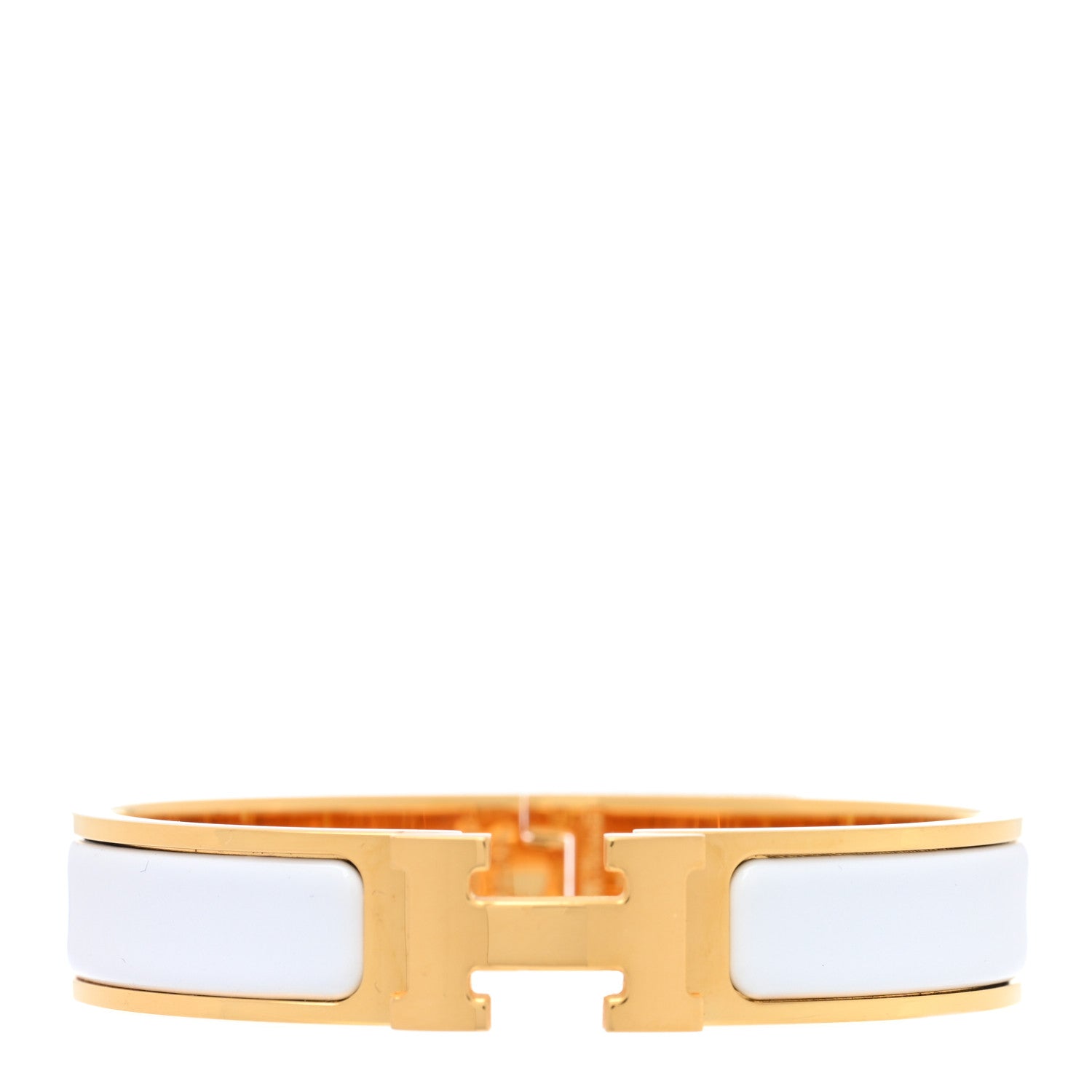 Hermes Enamel Narrow Clic Clac H Bracelet PM White 1 of 5