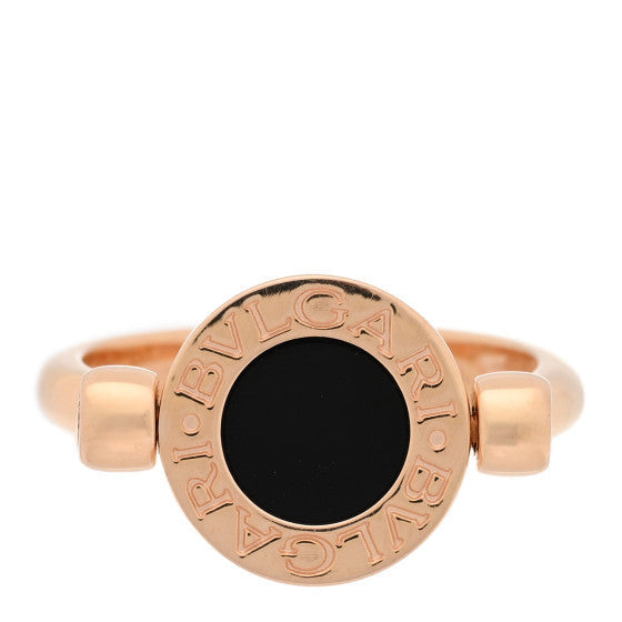 18K Rose Gold Mother of Pearl Black Onyx BVLGARI BVLGARI Ring 49 4.75 Black