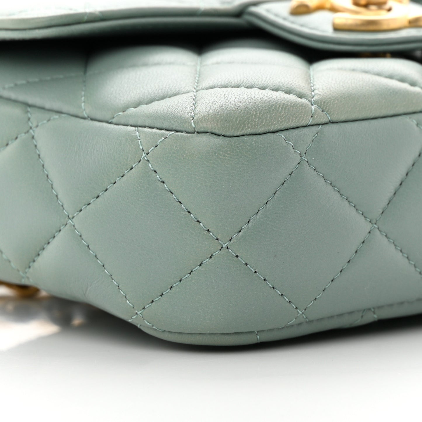 Lambskin Quilted Casino Chips Mini Square Flap Grey