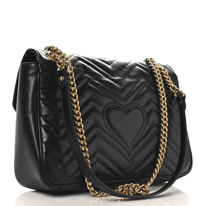 Gucci Calfskin Matelasse Medium GG Marmont Shoulder Bag Black 3 of 7