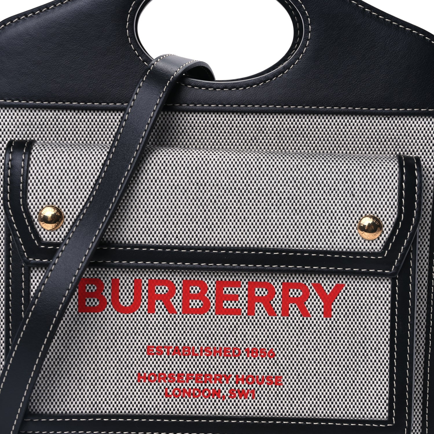 Burberry Smooth Calfskin Canvas Two Tone Mini Pocket Bag  Natural Black 6 of 8