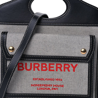 Burberry Smooth Calfskin Canvas Two Tone Mini Pocket Bag  Natural Black 6 of 8