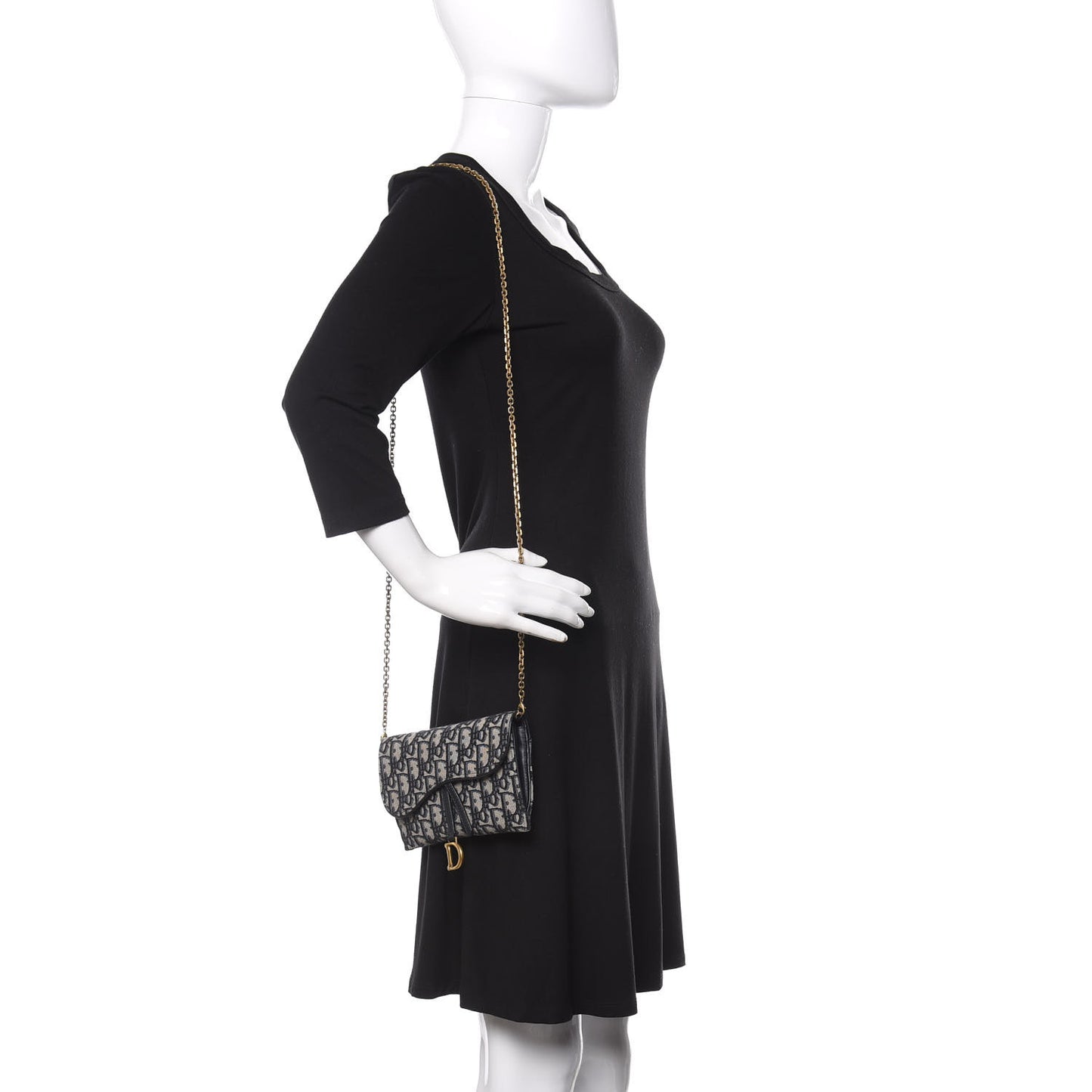 Oblique Saddle Chain Long Wallet Blue