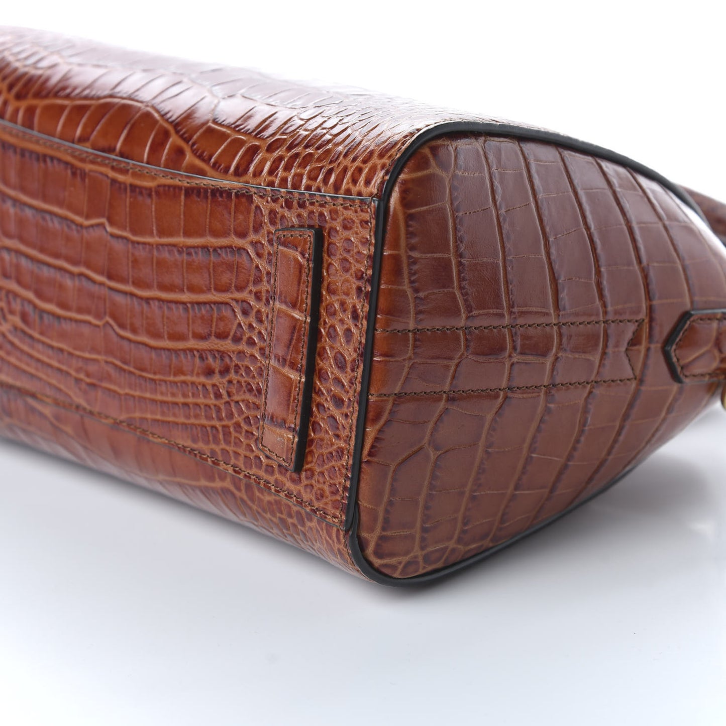 Calfskin Crocodile Embossed Mini Antigona Cognac