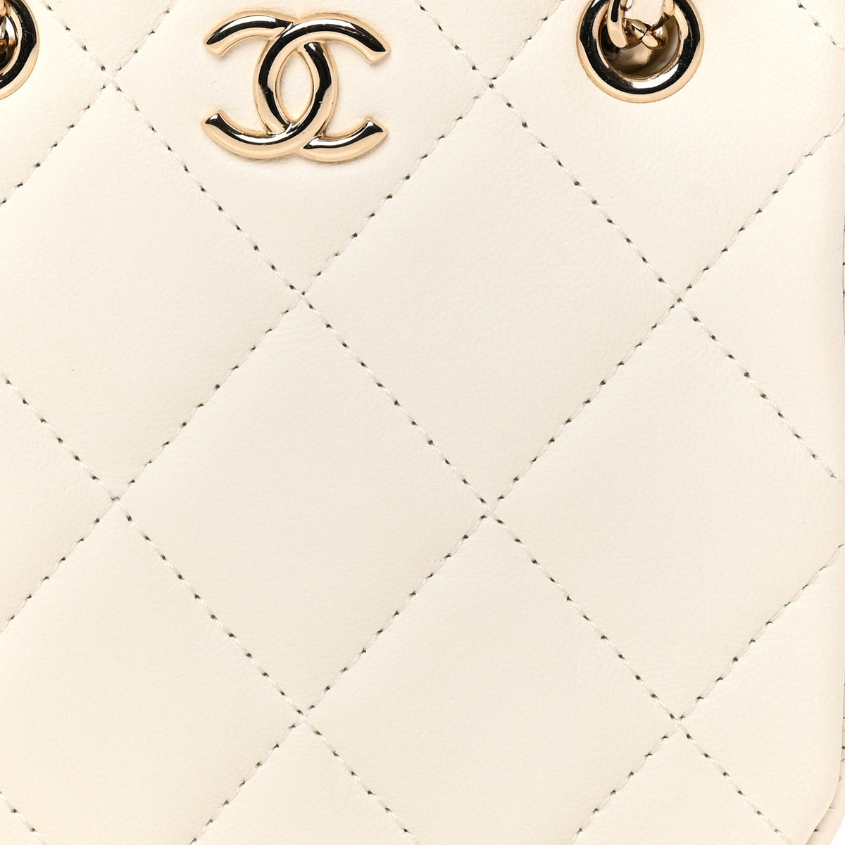 Chanel Lambskin Quilted Tiny Shopping Clutch With Chain White 7 of 9