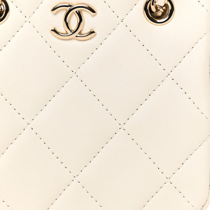 Chanel Lambskin Quilted Tiny Shopping Clutch With Chain White 7 of 9