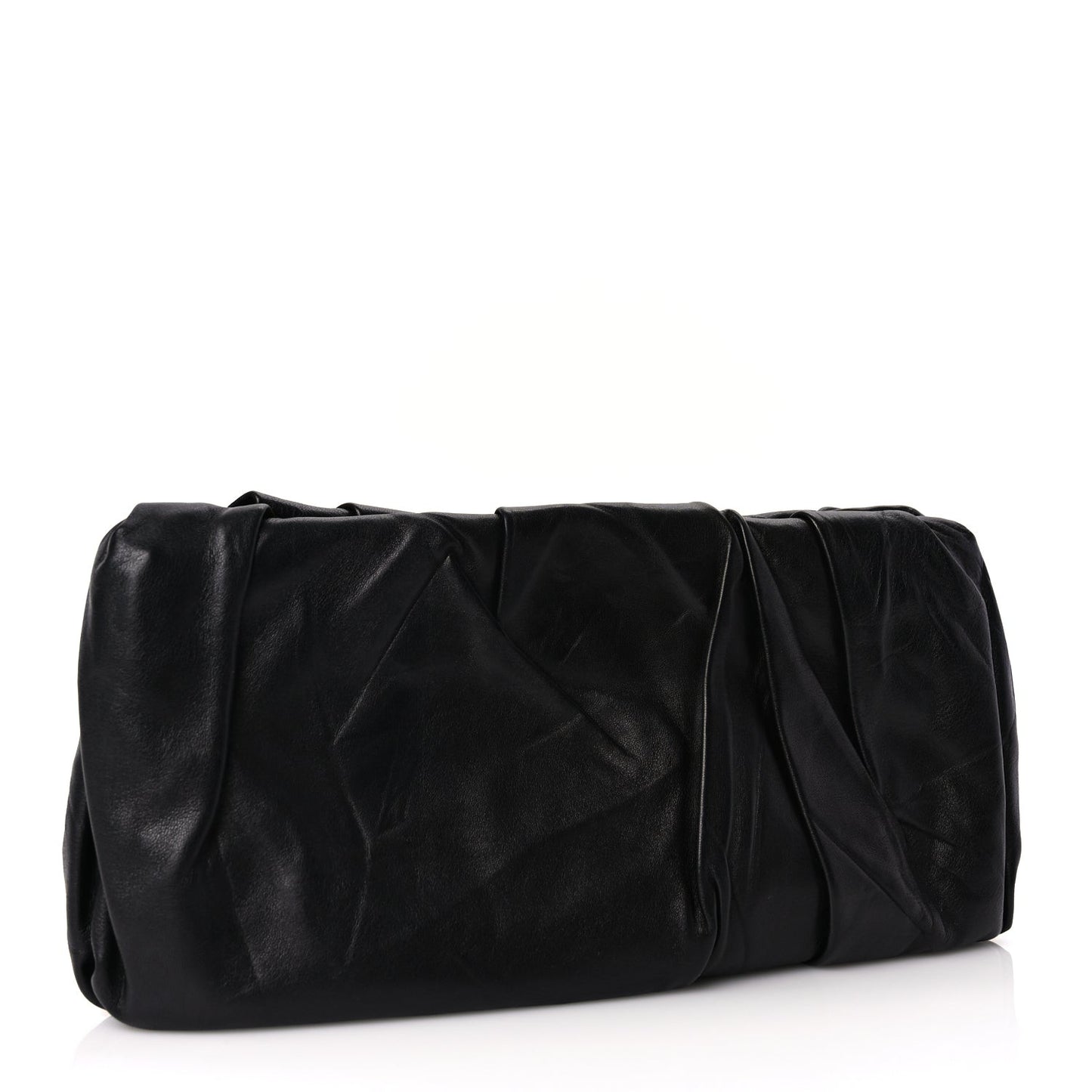 Nappa Pleated Clutch Black