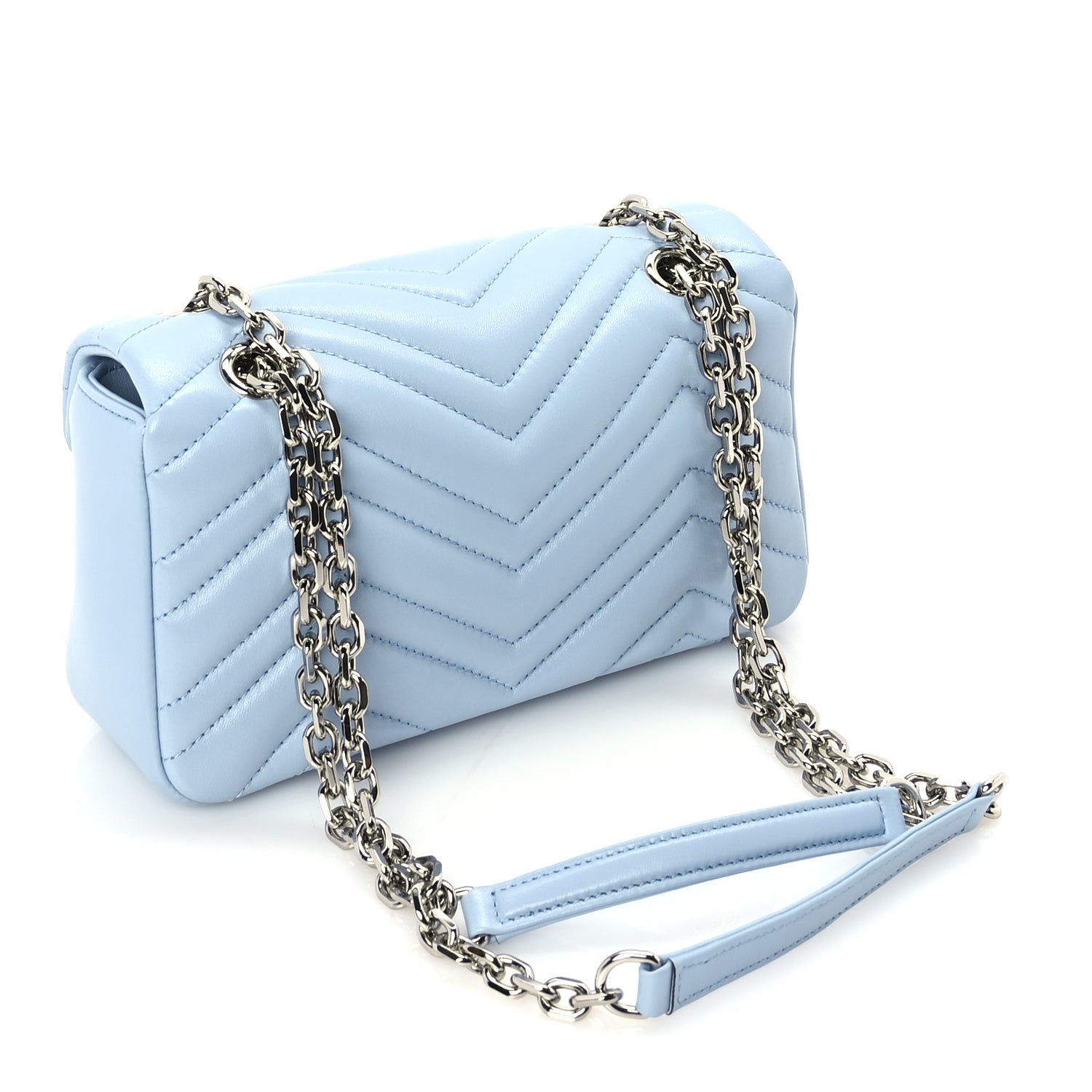 Gucci Lambskin Matelasse Small GG Marmont Shoulder Bag Light Blue 2 of 8