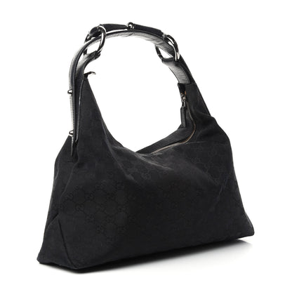 Gucci Monogram Medium Horsebit Chain Hobo Black 3 of 10