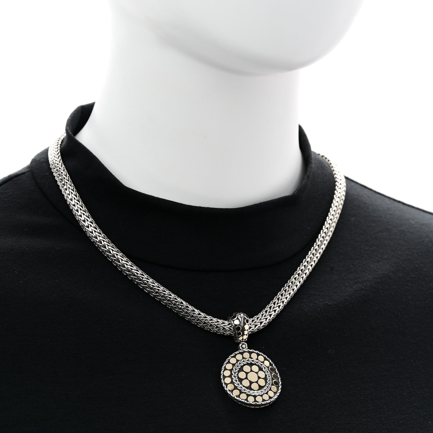 John Hardy Sterling Silver 18K Yellow Gold Dot Enhancer Pendant Necklace 2 of 6