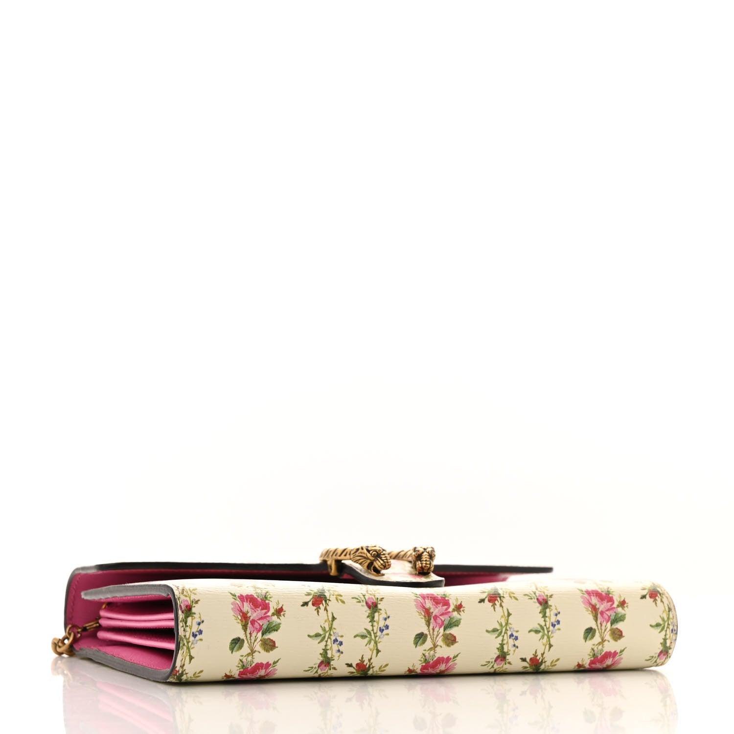 Gucci Calfskin Floral Print Mini Dionysus Chain Wallet Ivory Pink 4 of 7